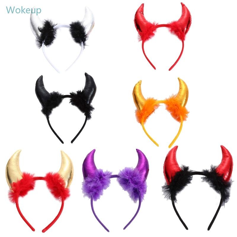 WOKE Devil Horn Shape Headband Carnival Make-up คอสเพลย์ Hairband สําหรับปาร์ตี้ฮาโลวีน
