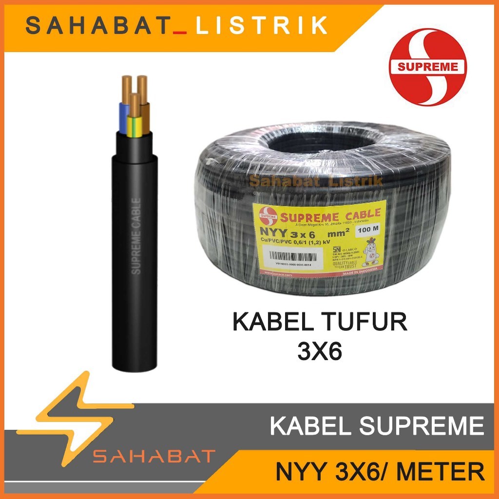 SUPREME NYY CABLE 3X6/ TUFUR CABLE 3X6 เมตร สีดํา