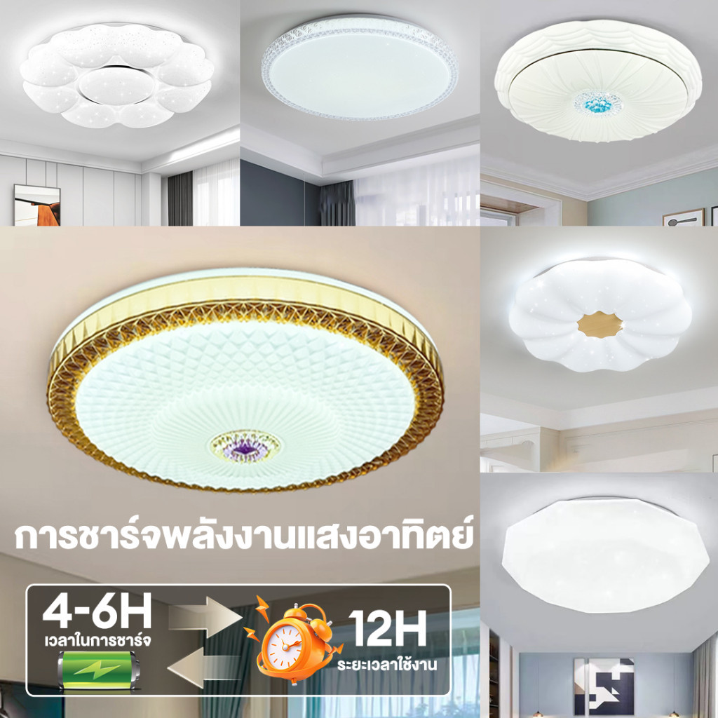 ไฟโซล่าเซลล์ 70000W ไฟเพดาน โคมไฟติดเพดาน LED Solar Ceiling Light ไฟเพดานโซลาเซล ปรับได้ ห้องที่เหมาะสม