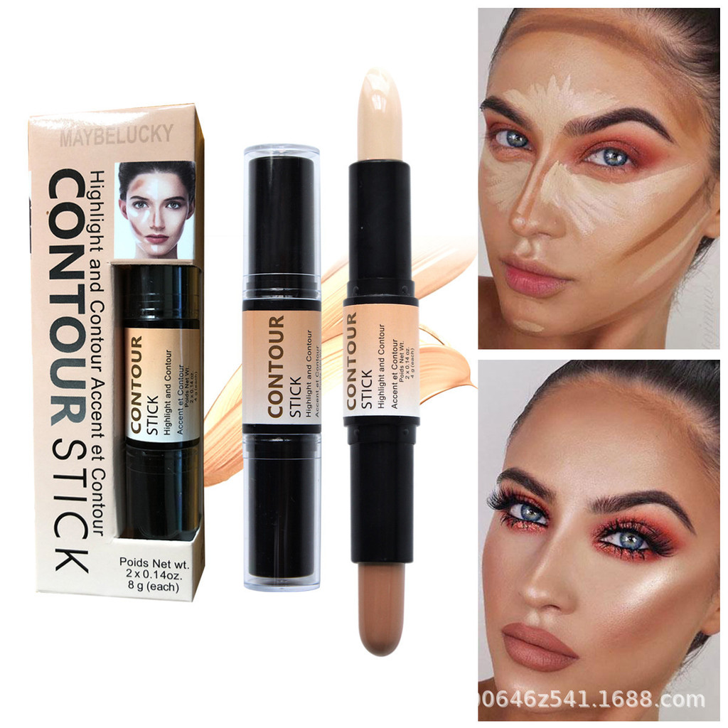 ขายร้อน Double-Headed Highlighter CONCEALER Stick V-Face คอนซีลเลอร์สามมิติคอนซีลเลอร์ Stick 2 สีสาม