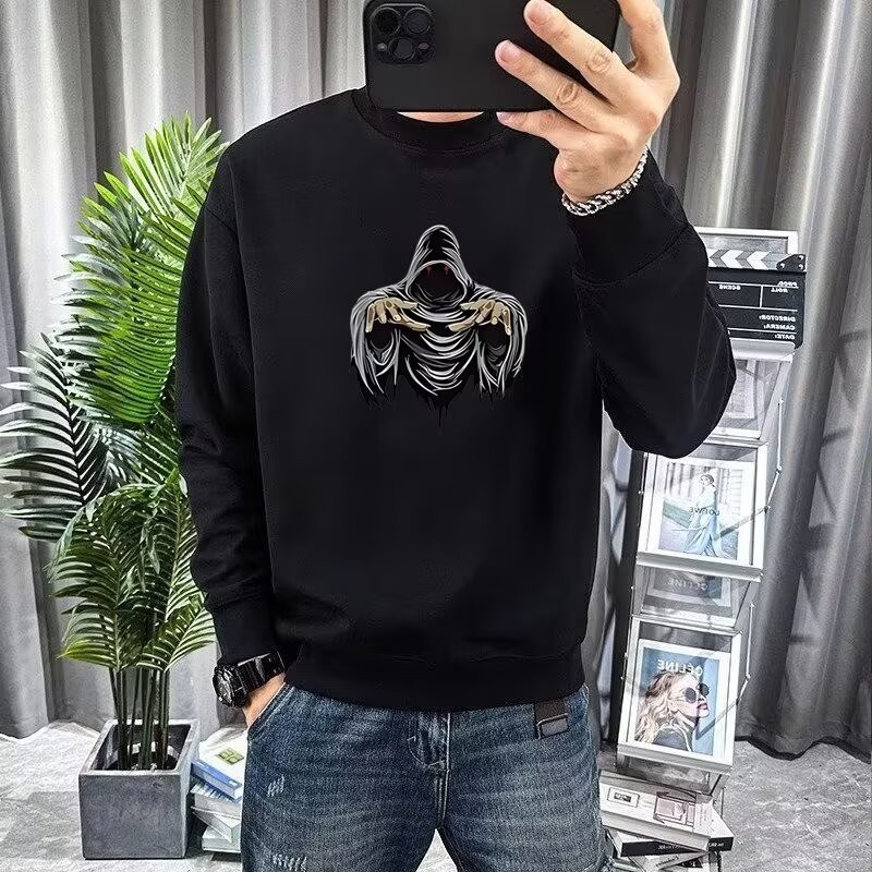 พิมพ์ฤดูใบไม้ร่วงฤดูหนาวผู้ชาย 23new คอกลมสไตล์ฮ่องกงอินเทรนด์เก๋ฤดูใบไม้ผลิฤดูใบไม้ร่วง COD2025 เสื