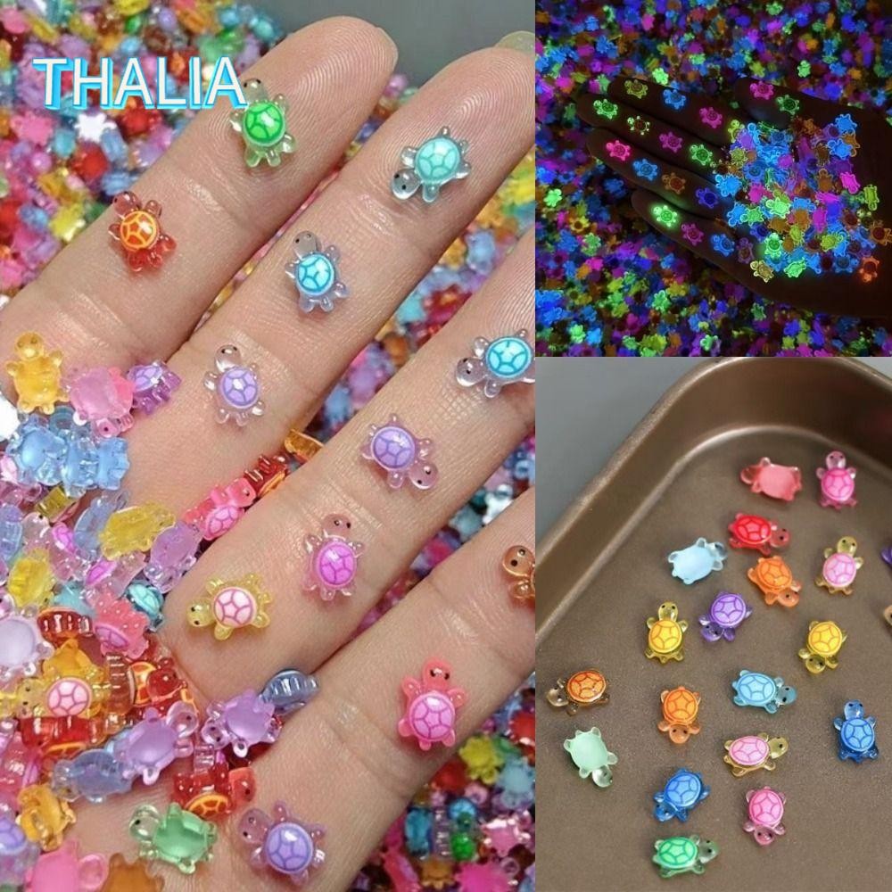 สัตว์เรซินขนาดเล็ก 100 ชิ้น คืนแสงและเต่าการ์ตูน สไตล์โดปามีน เพื่อความสวยงามในสวนและงานDIY