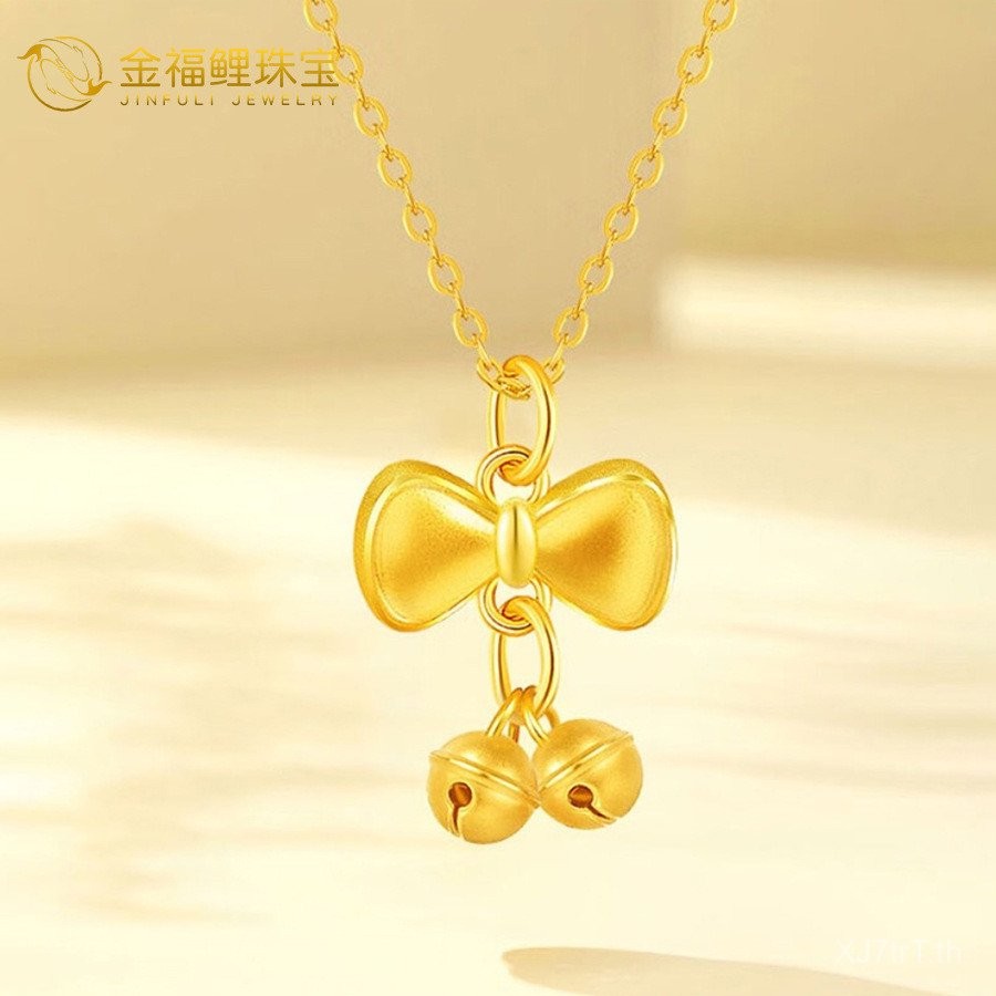 จี้โบว์ทองคำบริสุทธิ์ 999 แบบ 3D สำหรับ 여성