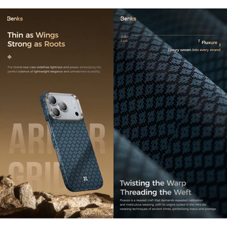 [Benks Official] Benks สําหรับ IPhone 17 Pro Magnetic ArmorGrid ArmorAir Back ในตัวพร้อมเคฟล่าร์® Aramid Fiber Ultra Slim & Lightweight Minimalist Casing ปกแข็ง