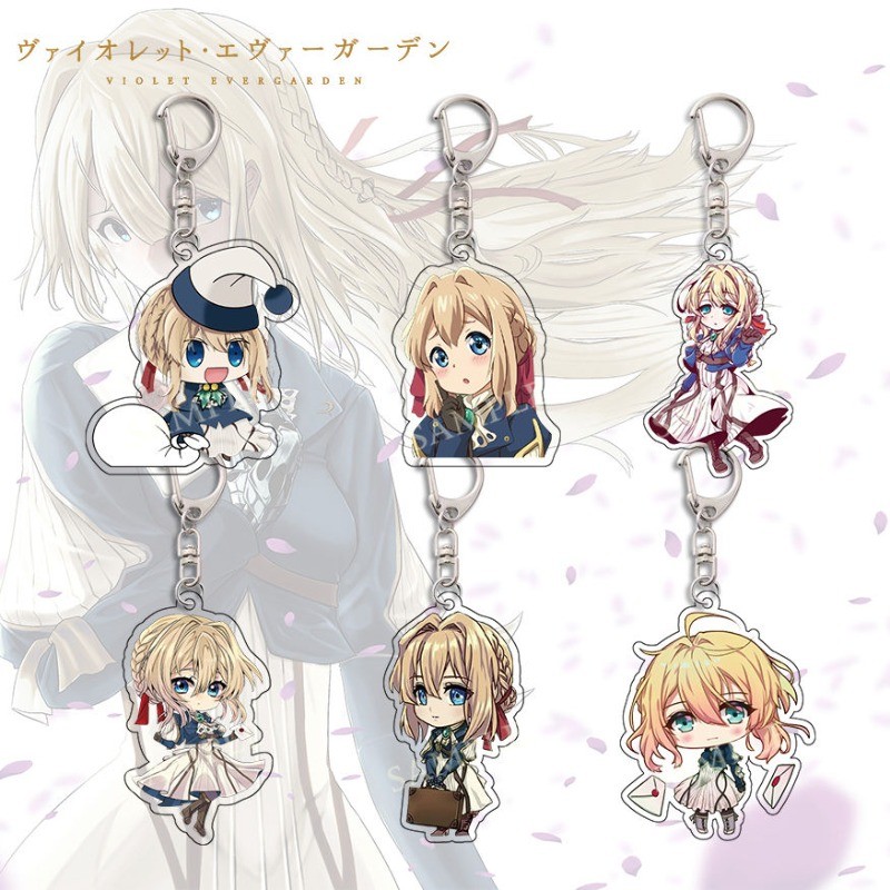 Violet Evergarden อะนิเมะพวงกุญแจตัวอักษรอะคริลิคกระเป๋า Charms พวงกุญแจจี้เพื่อนเด็กของขวัญ Collect