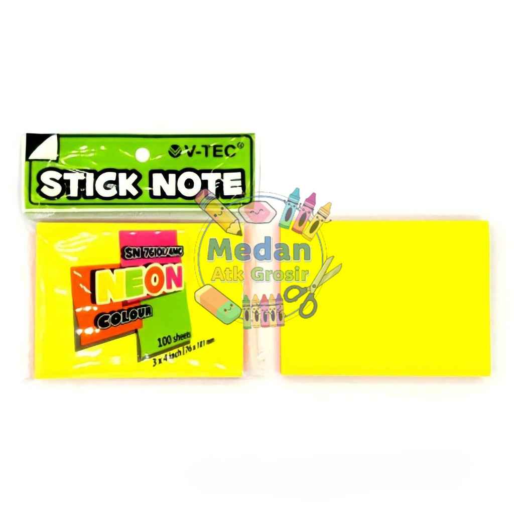Sticky Note สีนีออน sn 76101 3x4 นิ้ว Vtec