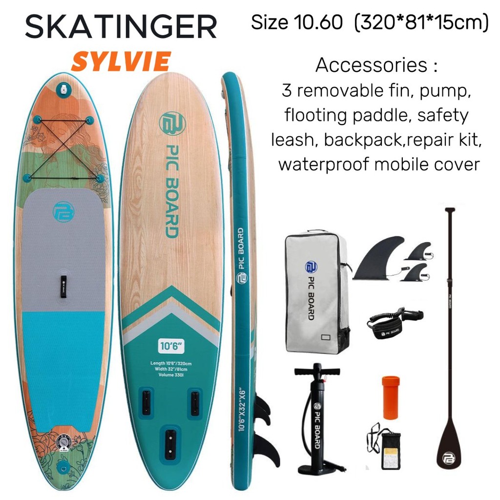 SUP Board SKATINGER SYLVIE 10’6 – inflatable paddleboard full set แพดเดิ้ลบอร์ด Sup บอร์ด ยืนพาย แบบ
