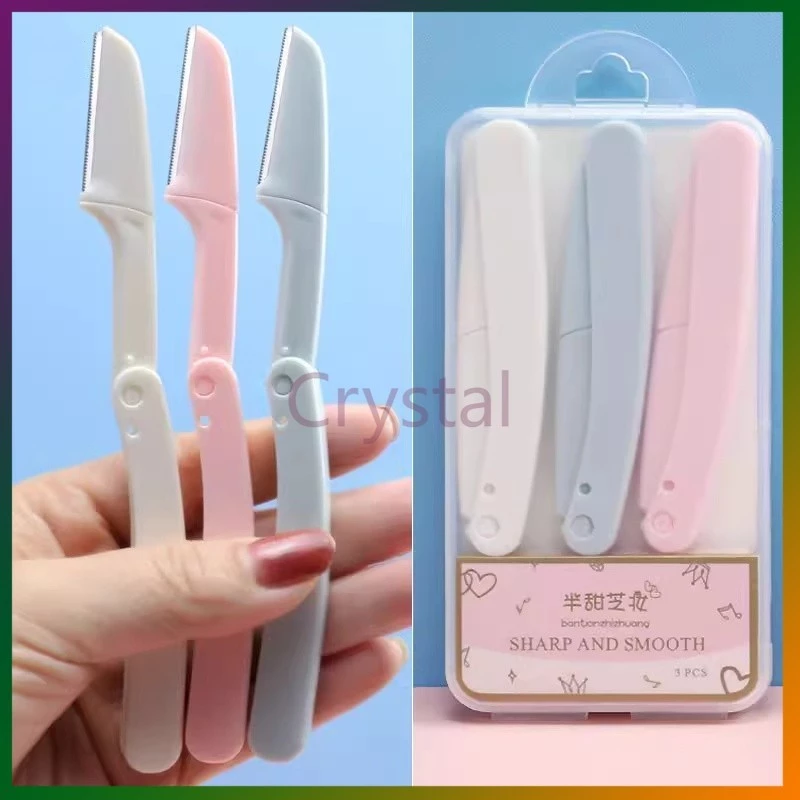 Crystal เครื่องเล็มคิ้วแบบพับได้พร้อมกล่อง ใบมีดโกนสำหรับสำหรับผู้ชายและผู้หญิง