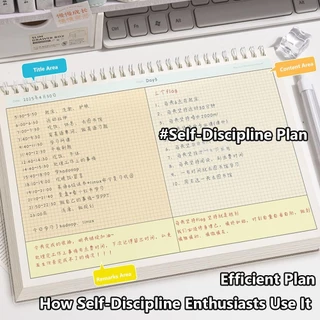LONTIME Coil Notebook, Thicken Paper Grid/เส้นแนวนอน B5 Notepad, Practical Partition Design Mind Pad School Office