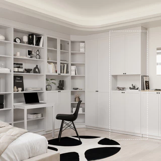 SB Design Square ตู้สูงเก็บของ ขนาด 80 ซม. รุ่น Trixx (หน้าบานไม้) สีขาว (80x30x230 ซม.) แบรนด์ SB FURNITURE