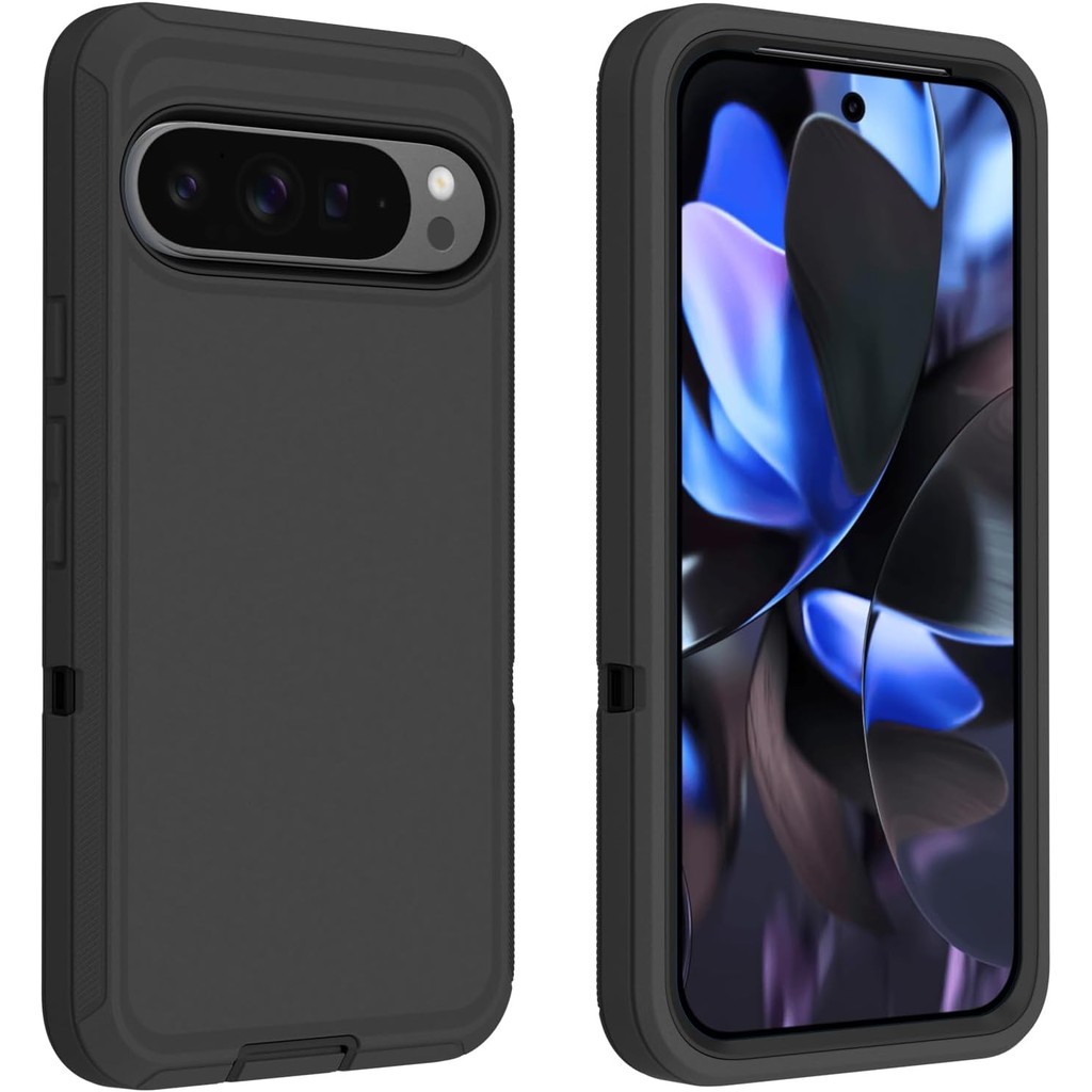 สําหรับ Google Pixel 9 Pro XL กรณี, Soft TPU Hard PC Heavy Duty กรณีกันกระแทกกันฝุ่น 3 ใน 1 เคสโทรศั