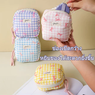 COD กระเป๋าเก็บผ้าอนามัย กระเป๋าเก็บของทรงสี่เหลี่ยมขนาดเล็ก กระเป๋าผ้าอนามัย น่ารักแบบพกพา ซิปลายสก๊อต