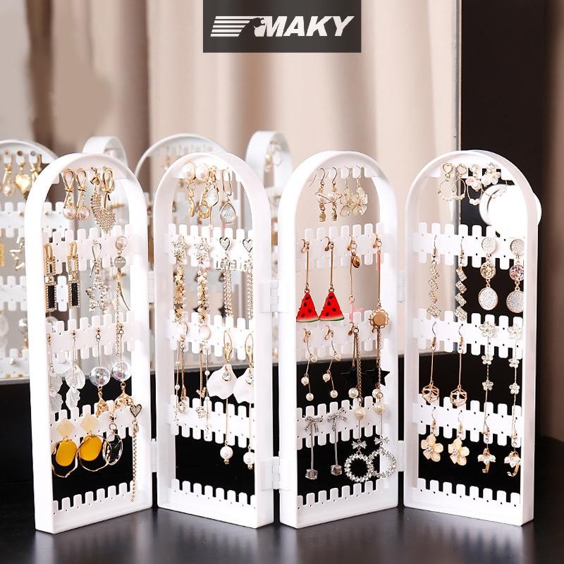 Llph พับต่างหู Studs ชั้นวางจอแสดงผลสร้อยคอเครื่องประดับชั้นวางขาตั้งแผงหน้าจอจัดเก็บกล่อง LLP