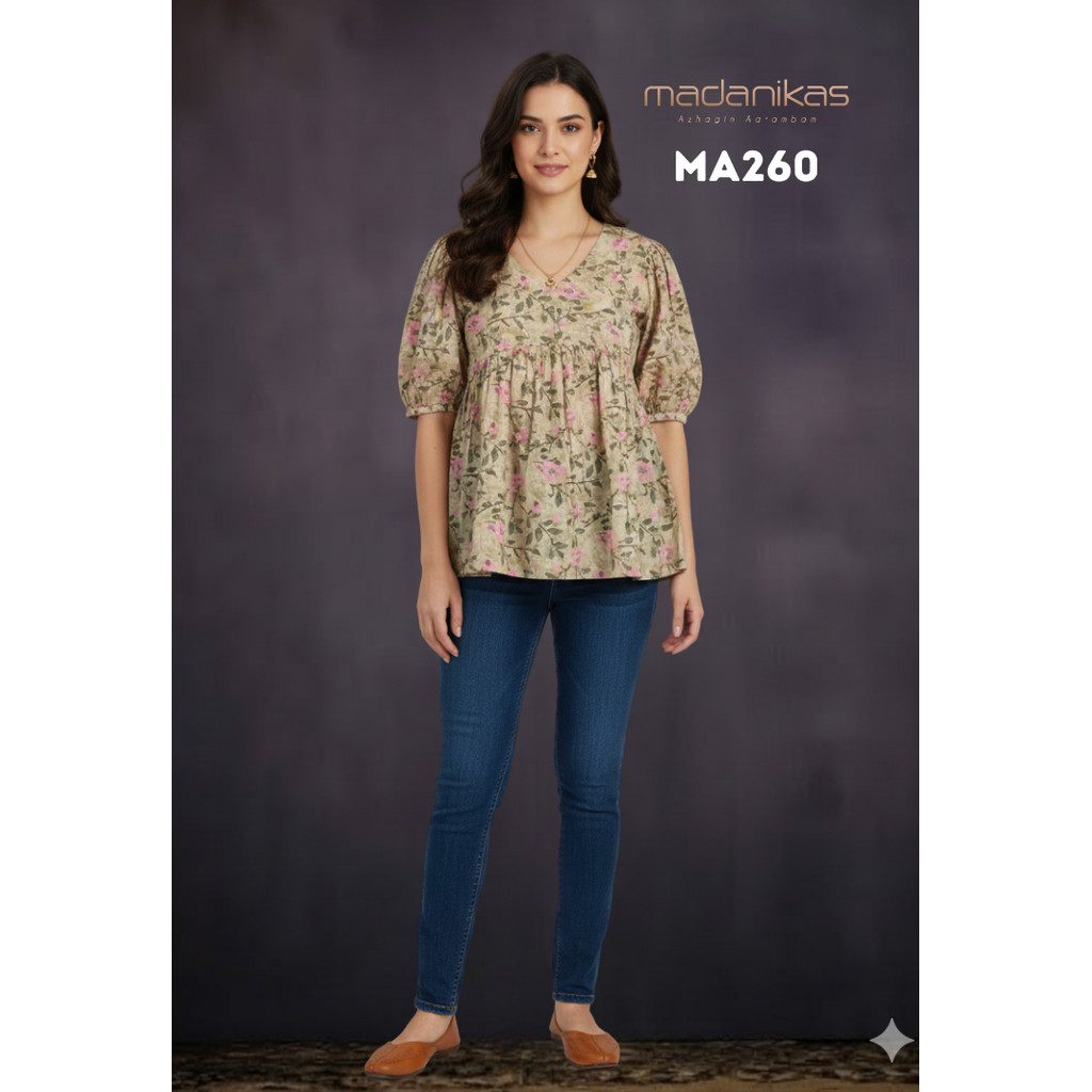 Madanikas Womens Balloon Sleeve Short Kurti MA Series