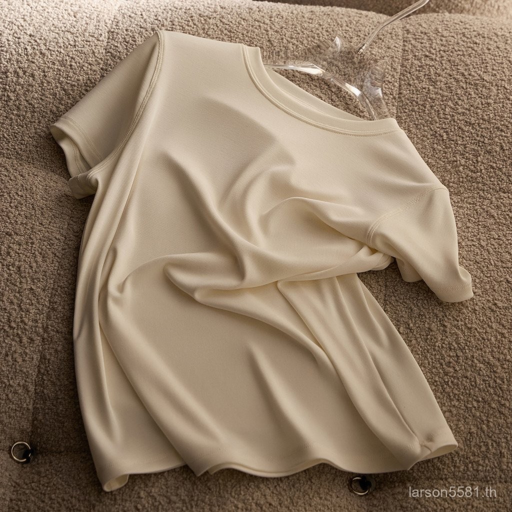 Cerotich  Damen kurzärmeliges Sommer-T-Shirt aus Modal-Stoff, schlicht weiß und locker, passt zu all