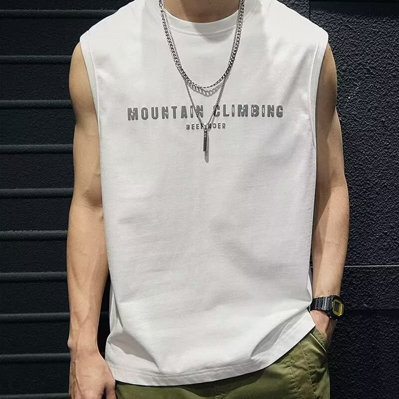 2025 NEW American Style Heavyweight Vest for Men Loose Fit Plus Size Summer Trendy Sports Fitness Sl