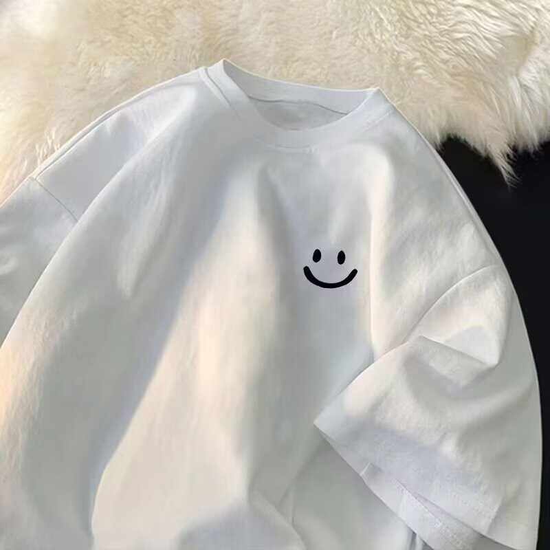 COD 2025 Summer Trendy Brand Smiley Face Short Sleeve T-Shirt Men's Trendy Brand 2025 New Men's Loos