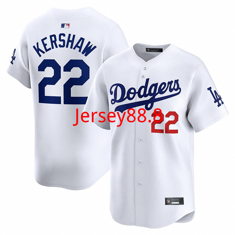 ผู้ชาย LA Dodgers LA Dodgers Dodgers 22 Kershaw Kershaw พัดลมปัก Jersey ชุดเบสบอล