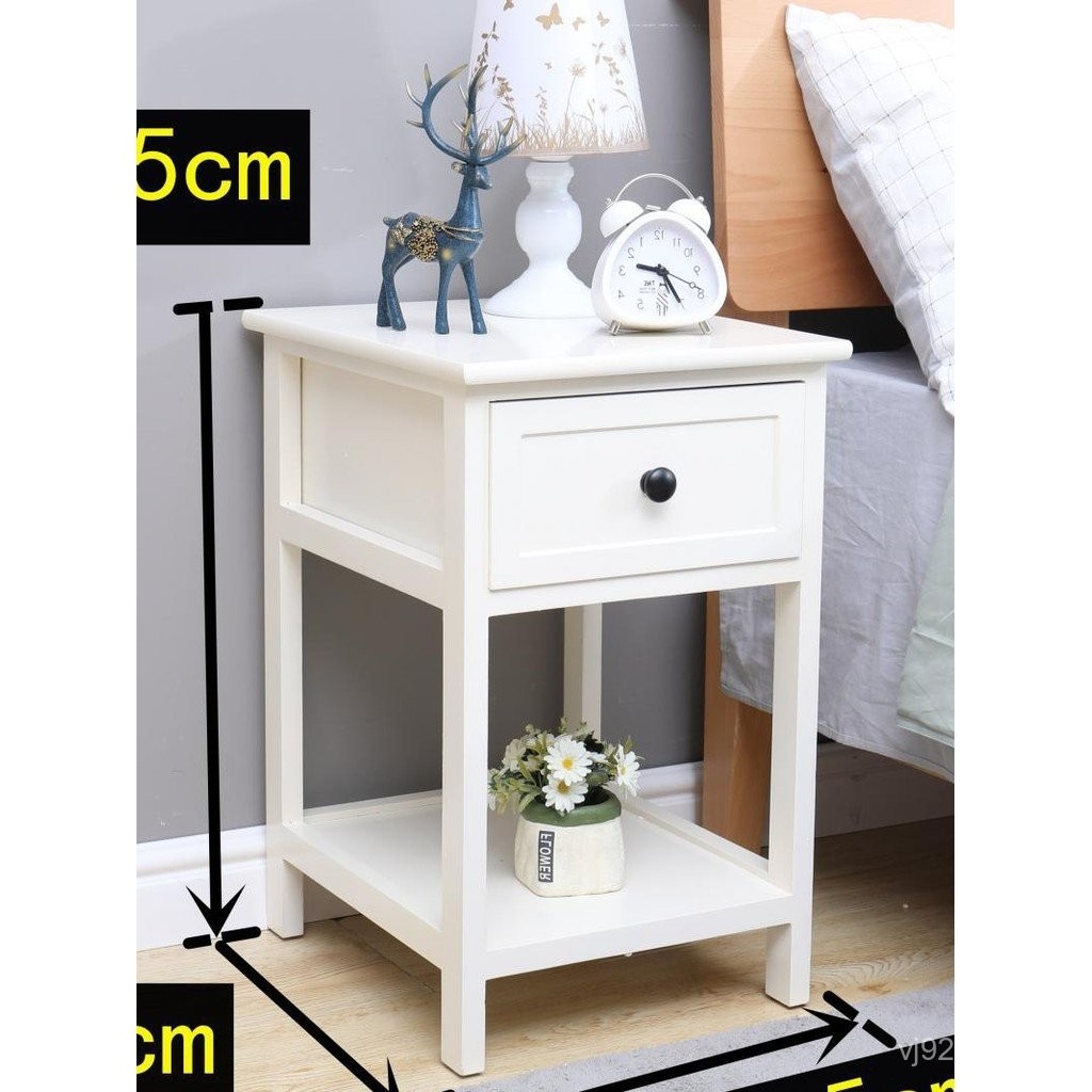 แฟชั่น 9QXC Storage สีดํามุมโต๊ะข้างเตียง Simple Apartment ไม้เนื้อแข็งขนาดเล็ก Apartment Hotel 40 L