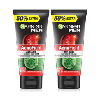 Garnier Men Acnofight Anti-Acne Scrub in Foam [150ml x 2pcs].
