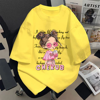 【My-T】🧀เสื้อน่ารักoversize ผ้าฝ้ายเกาหลีสไตล์ ไม่ต้องรีดผ้า สวมใส่สบาย เกาหลีสไตล์ เสื้อแฟชั่น หญิง "CHERUB GIRL"【COD】