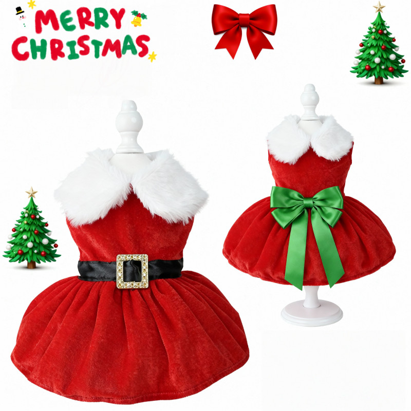 แฟชั่นน่ารักซานตาคลอสสุนัขกระโปรงนุ่มระบายอากาศแมวคริสต์มาสชุดสัตว์เลี้ยงที่อบอุ่นคริสต์มาสเครื่องแต่งกาย คริสต์มาส