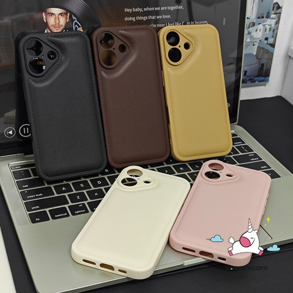 พื้นผิวหนังหรูหราป้องกันเลนส์นุ่มสําหรับ IPhone 17 11 16 15 14 12 13 Pro Max 16 15 14 Plus Air 14 15 16 Pro อินเทรนด์กันกระแทก Maillard เคสสีทึบ