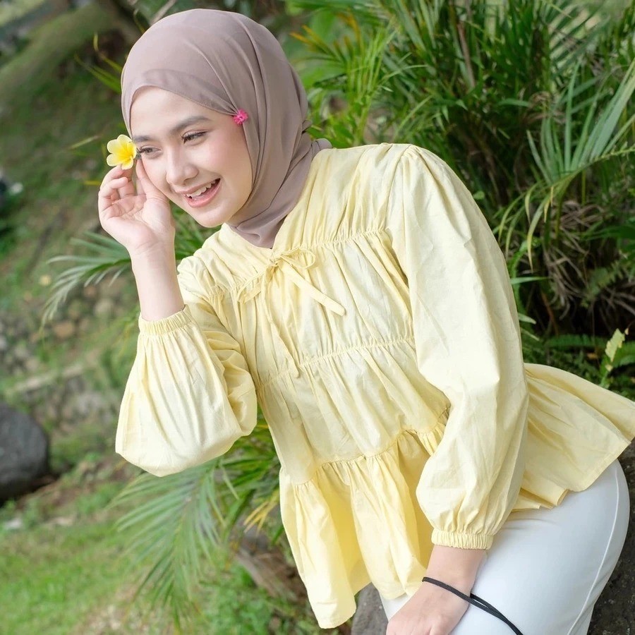 KATUN เสื้อเบลาส์ผ้าฝ้ายแฟชั่นสําหรับผู้หญิง MIREYA BLOUSE KERUT ราคา ถูกที่สุด ดีลบีเคเค แกลเลอรีภาพที่ 2