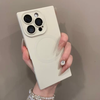 Premium Square Design Matte Anti-Fingerprints Magnetic Protective Soft Case สําหรับ iPhone 11 12 13 14 15 16 17 Pro Max 14plus 17 Air