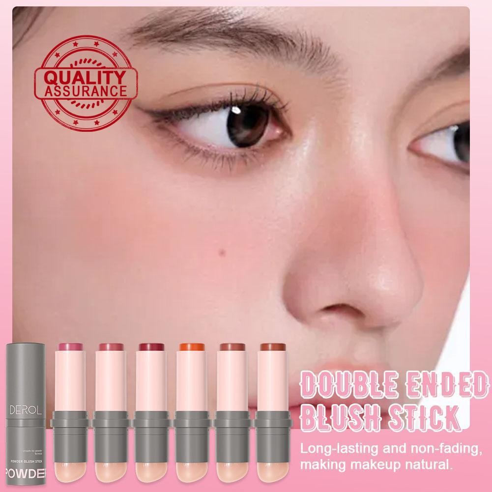 Derol Dual Head Blush Stick แบบพกพา 2-in-1 ซิลิโคนผง Soft Head Puff Texture Blusher W8i9