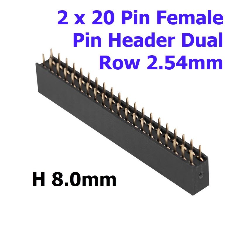 20x2 Pin (20PIN) 2.54 mm H8.0 mm Female (DUAL ROW BREAKABLE PIN HEADER)