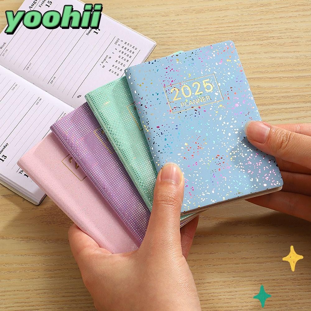 YOOHII 2025 หนังสือวาระ, A7 Laser 2025 Planner Notebook, Mini To Do List with Calendar Daily Weekly 