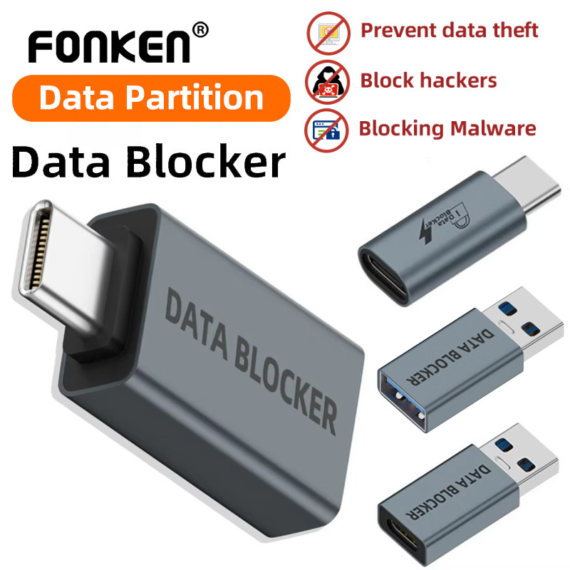 Fonken สําหรับชาร์จ USB Data Blocker ป้องกันน้ําผลไม้ Jacking Refuse Hacking USB Type-C Defender ปลอ