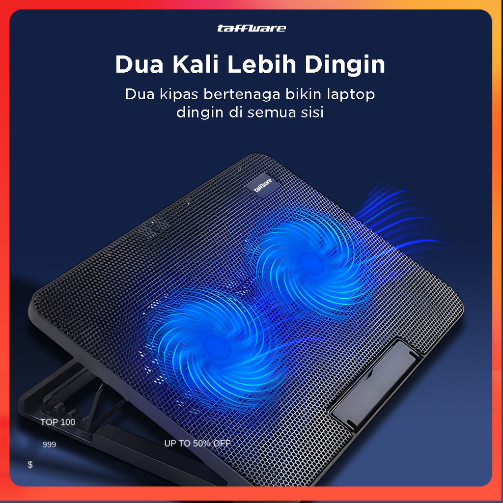 TAFFWARE N99 Cooling Pad พัดลมคู่ขาตั้งแล็ปท็อป Coolingpad Cooler 17"