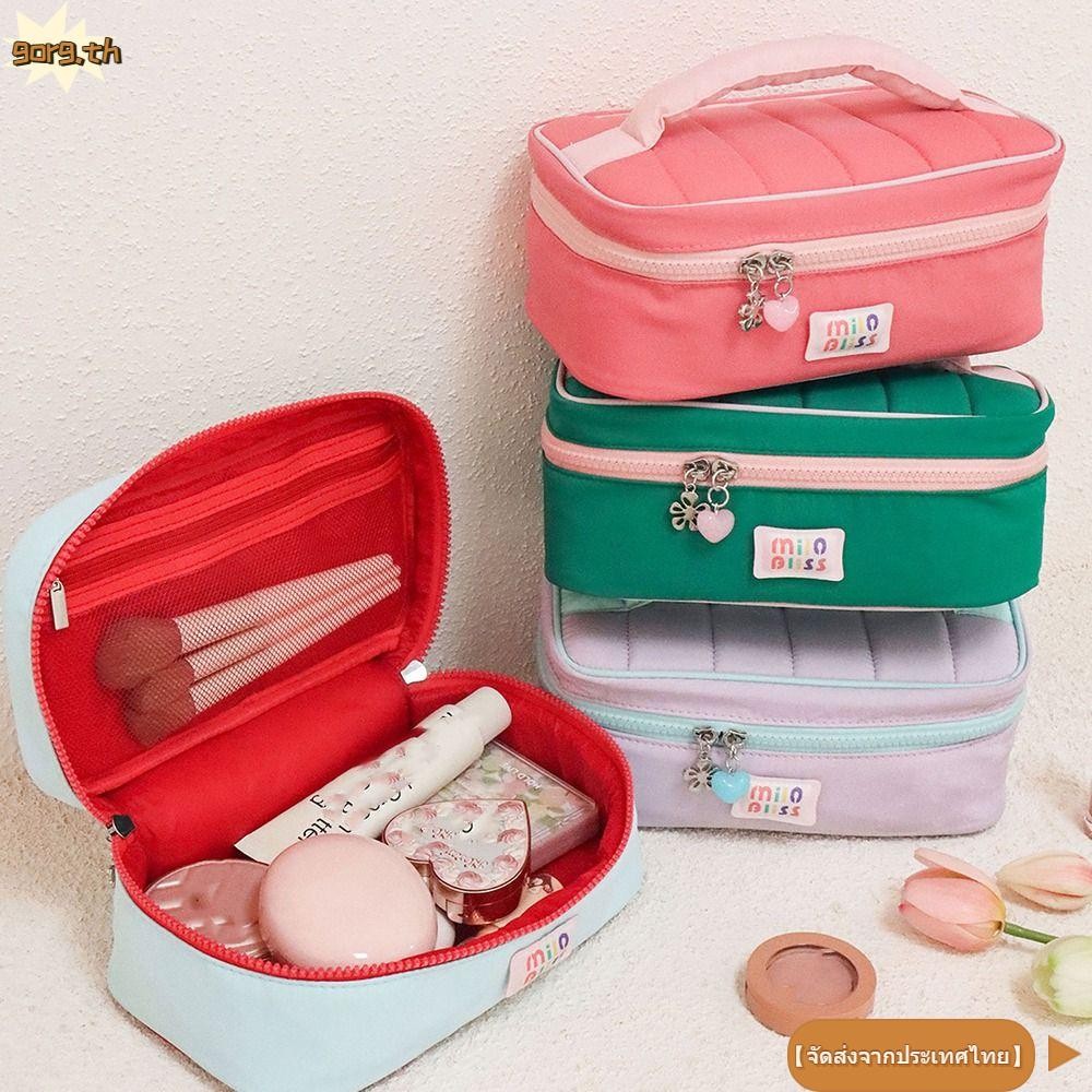 GORG กระเป๋าเครื่องสําอาง, Girl Series Storage Handbag Portable Travel Cosmetic Handbag, Large Capacity Contrast Color Small Fresh Wash Bags