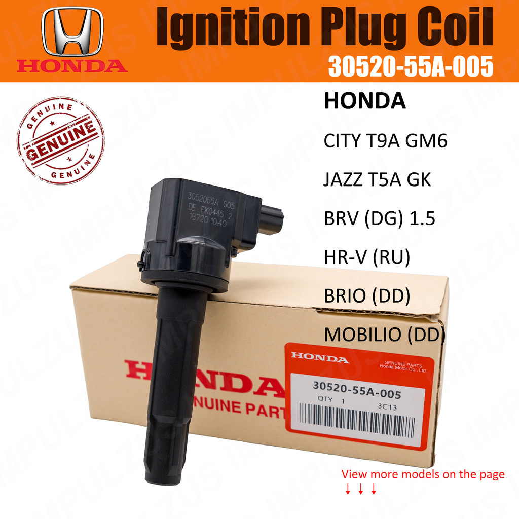 100% ต้นฉบับ HONDA IGNITION PLUG COIL 30520-55A-005 CM11-122 สําหรับ HONDA CITY T9A BRV JAZZ T5A