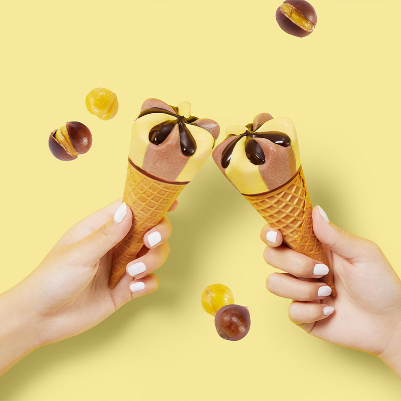 สินค้าใหม่ Heluxue Cute Multi-Cone Ice Cream Cheese Chestnut Crispy Tube Ice Cream 67g Ice Cream Col