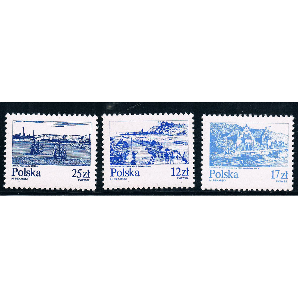 P D0788 Poland 1982 Vixel River Scenery 3 แสตมป์ต่างประเทศใหม่เอี่ยม 0706