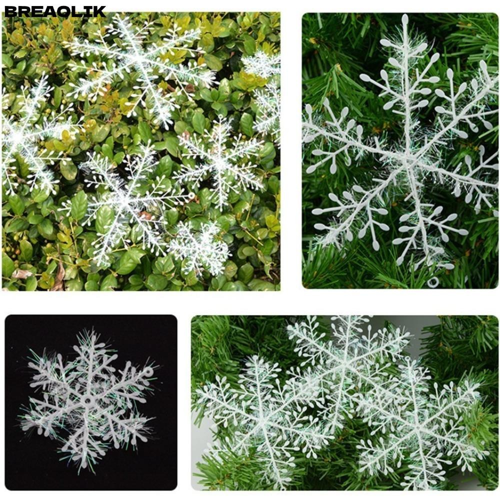 BREAOLIC 3/30pcs Christmas Snowflake, Glitter DIY เกล็ดหิมะปลอม,พลาสติกสีขาวเกล็ดหิมะรูปร่าง Xmas Tree แขวน Pendent Party Decor