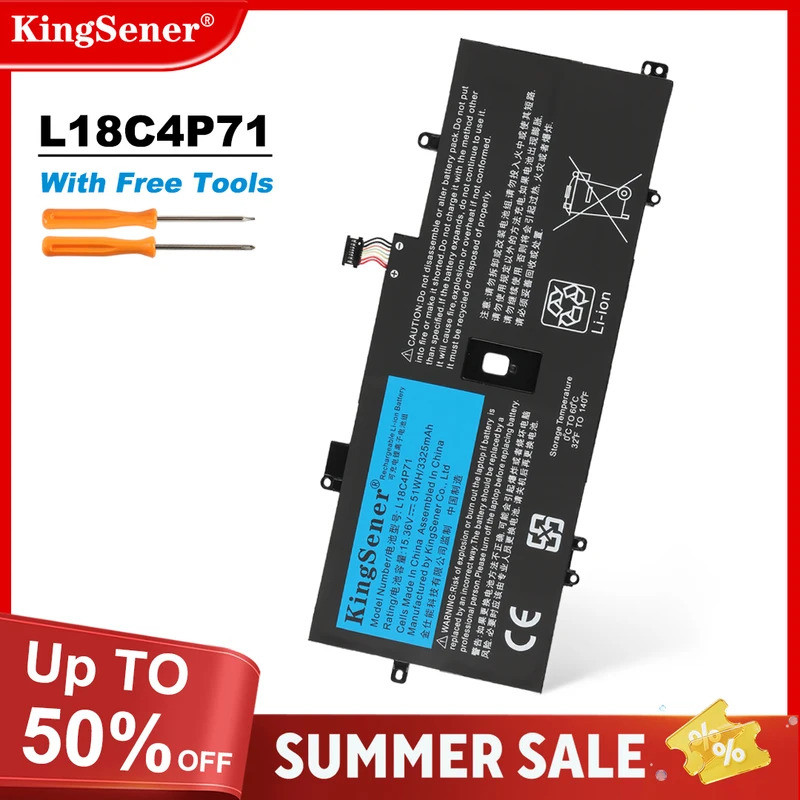 KingSener L18C4P71 L18M4P72 51Wh แบตเตอรี่สําหรับ Lenovo ThinkPad X1 Carbon 7th 8th Gen X1 โยคะ 4th 