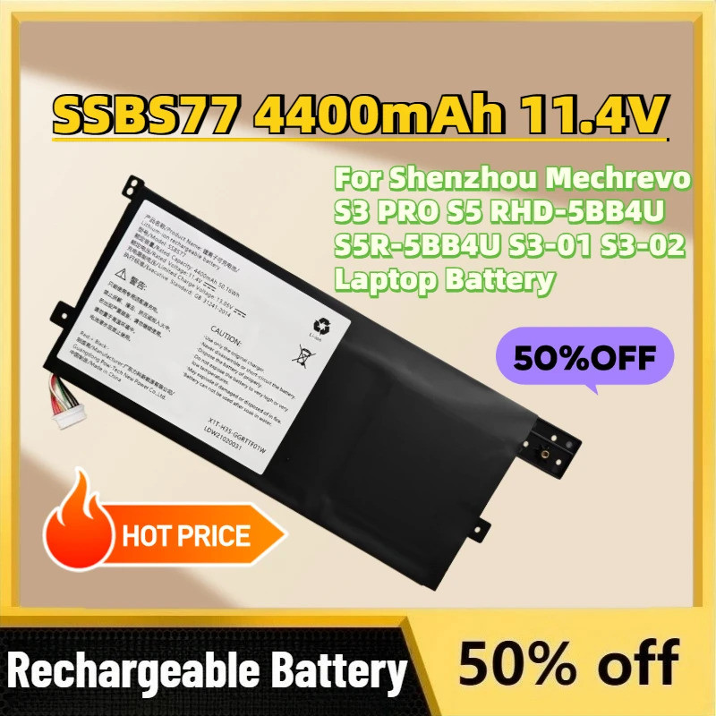 ในสต็อกอัพเกรด SSBS77 4400mAh 11.4V แบตเตอรี่สําหรับ Shenzhou Mechrevo S3 PRO S5 RHD-5BB4U S5R-5BB4U