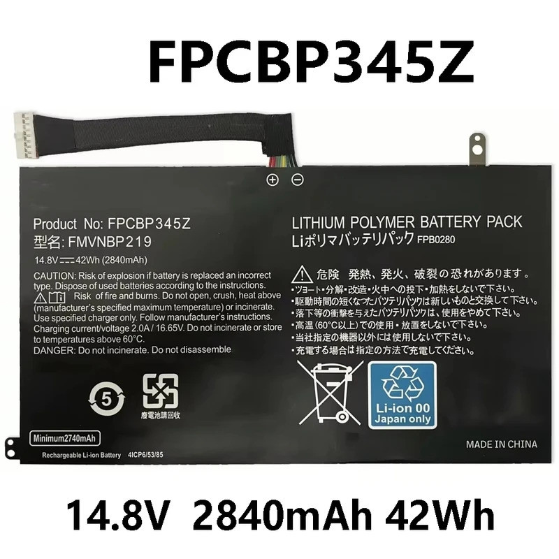 FPCBP345Z 14.8V 2840mAh 42Wh แบตเตอรี่แล็ปท็อปสําหรับ Fujitsu LifeBook UH572 Ultrabook FMVNBP219 FPB