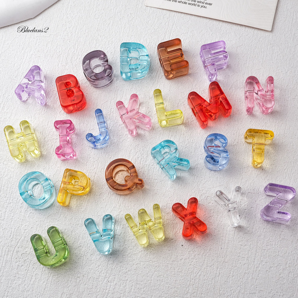 BLU ทนทานลูกปัดพลาสติกลูกปัดตัวอักษร 5 ชิ้นรูอะคริลิคตัวอักษรลูกปัดโปร่งใสตัวอักษรฟอง Vowels Big Let