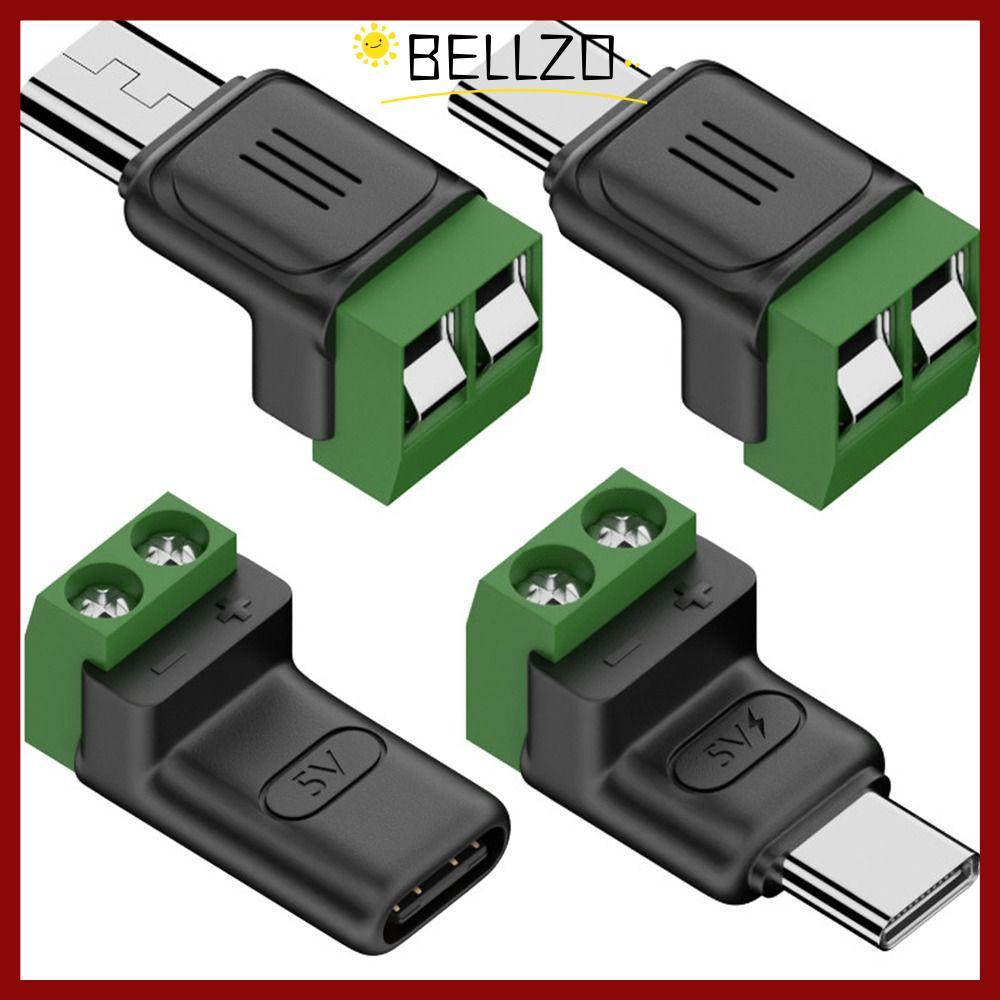 BELLZO อะแดปเตอร์เทอร์มินัล USB C ถึง 2Pin, Type-C ถึง 2 พินสกรู Crimp Terminal Block, การแปลงการชาร์จคุณภาพสูงไม่สามารถถ่ายโอนข้อมูล 5V ตัวเชื่อมต่อการชาร์จแล็ปท็อปโทรศัพท์