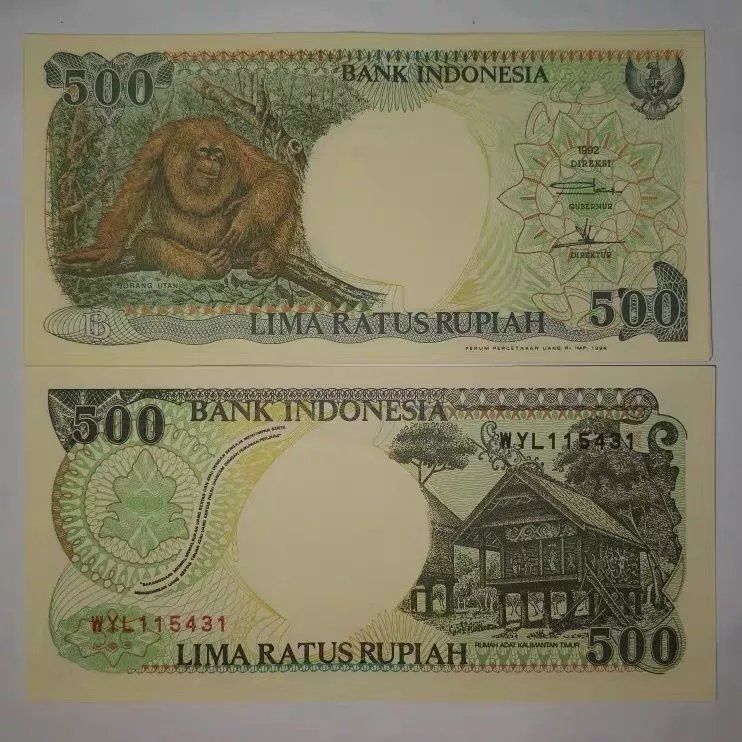 1992-99 อินโดนีเซีย 500 Ruby Animal Edition Gorilla เหรียญต่างประเทศ Asia P-12bhgyt614