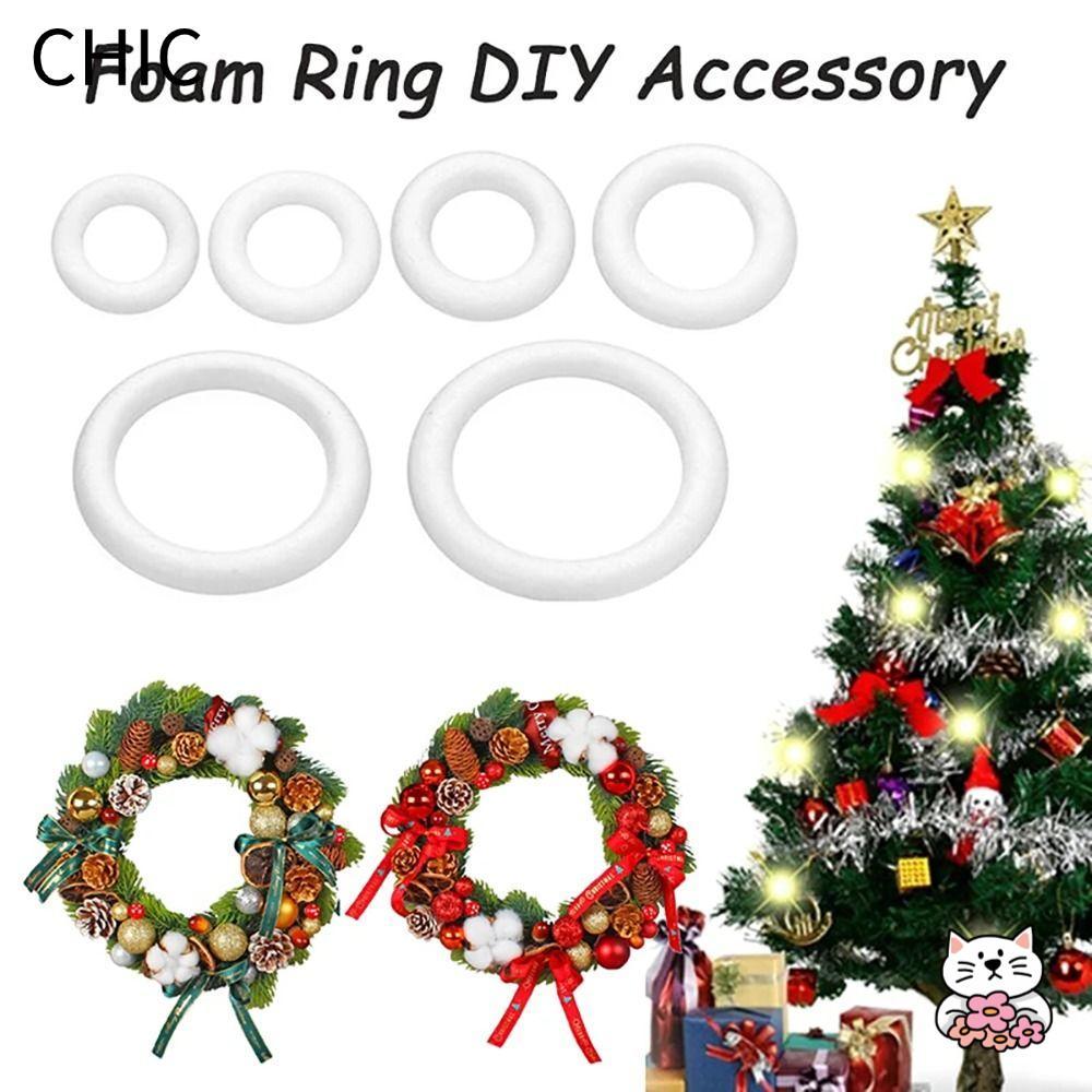 CHIC 1 ชิ้นแหวนโฟม, Polystyrene รอบ DIY Handmade พวงหรีด, สีขาวสําหรับงานฝีมือคริสต์มาส 5/7/8/10/12/15/17/20 เซนติเมตรตกแต่งงานแต่งงาน