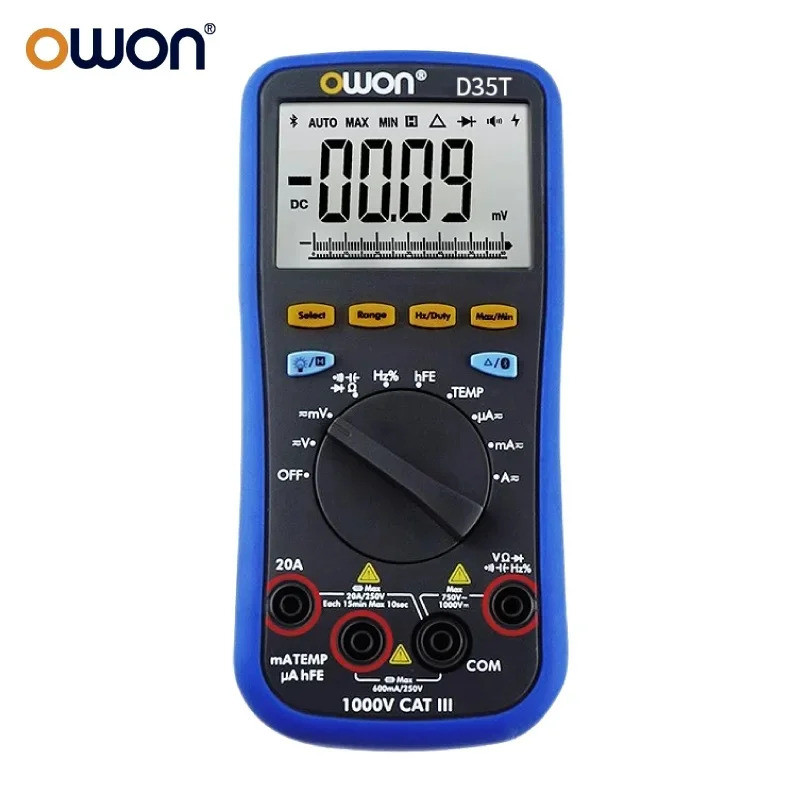 การออกแบบที่ปรับได้ OWON มือถือสําหรับมัลติมิเตอร์ B35T/B41T เครื่องบันทึกเครื่องวัดอุณหภูมิ 0-1000V