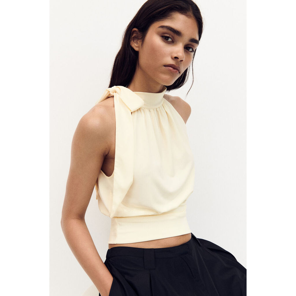 H&M(เอชแอนด์เอ็ม) เสื้อคอผ้าพันคอผ้าครีป ผู้หญิง 1338740_1