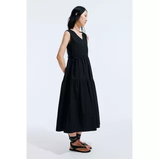 H&M(เอชแอนด์เอ็ม) เดรสผ้าฝ้ายดีไซน์เชือกผูกเอว ผู้หญิง 1345367_1
