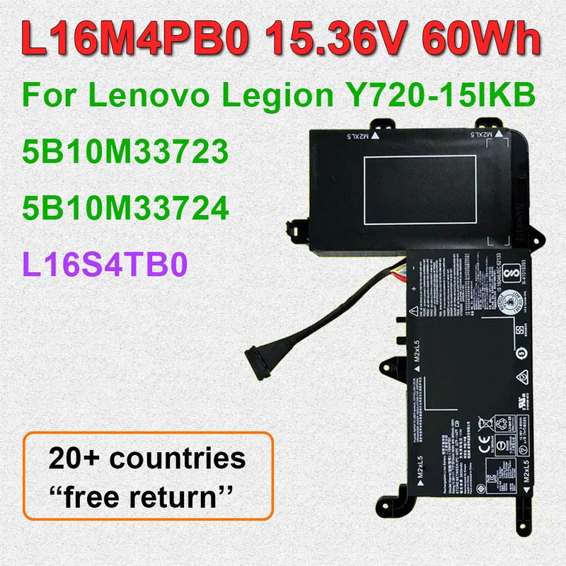 15.36V 60Wh แบตเตอรี่แล็ปท็อป L16M4PB0 L16S4TB0 สําหรับ Lenovo Legion Y720-15IKB 80VR,Y710 SIT Serie